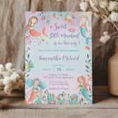 海女の下にかわいい人魚の赤ちゃんシャワー 招待状