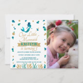 海女の下の人魚の写真任意の年齢誕生日 招待状 (正面)