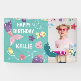 海女の下の人魚の誕生日写真の背景 横断幕