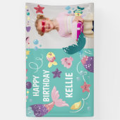 海女の下の人魚の誕生日写真の背景 横断幕 (縦)