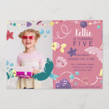 海女の下の人魚の誕生日写真ピンク