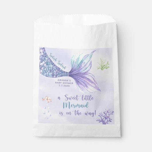 海女の下の人魚の赤ちゃんシャワー フェイバーバッグ (正面)