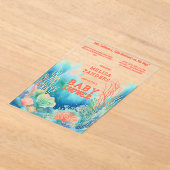 海女の子かわいい水の色のサンゴ アクリル招待状 (レイダウン)