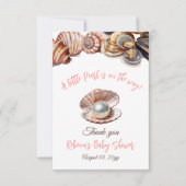 海女の子のベビーシャワーの下の小さな真珠 サンキューカード (正面)