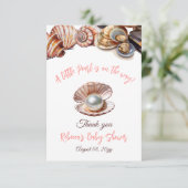 海女の子のベビーシャワーの下の小さな真珠 サンキューカード (スタンド正面)