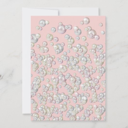 海女の子のベビーシャワーの下の小さな真珠 招待状 (裏面)