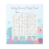 海女の子の下で赤ちゃんシャワー単語を検索ゲーム ノートパッド (正面)
