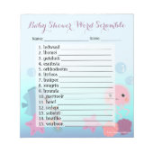 海女の子の下で赤ちゃんシャワー単語スクランブルゲーム ノートパッド (正面)