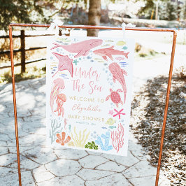 海女の子の下で赤ちゃんシャワー歓迎のサイン ポスター