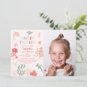 海女の子の誕生日パーティーの写真の下 招待状 (スタンド正面)