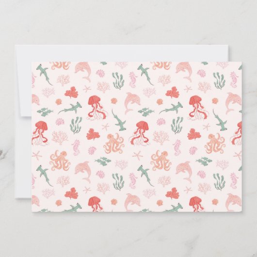 海女の子の誕生日パーティーの写真の下 招待状 (裏面)