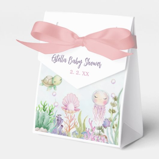 海女の子の赤ちゃんシャワーお願いボックスの下 フェイバーボックス (正面サイド)