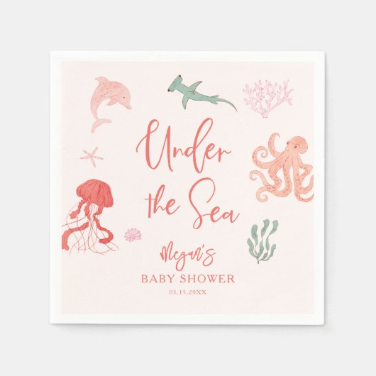 海女の赤ちゃんシャワーの下で スタンダードカクテルナプキン (正面)