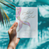 海女ピンクの誕生日パーティーの下の人魚 招待状