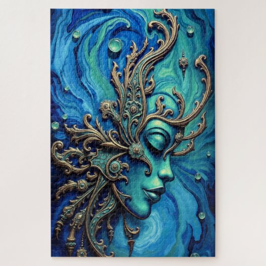 海女神：神秘的なアールヌーボー顔 ジグソーパズル (縦)