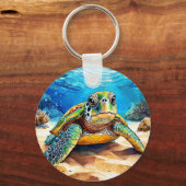🐢 海好きのためのカラフルなウミガメのギフト キーホルダー (正面)