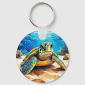 🐢 海好きのためのカラフルなウミガメのギフト キーホルダー (裏面)