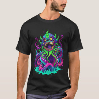 海威厳のあるの怪物ターコイズ波 Tシャツ
