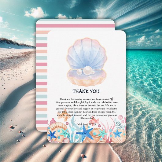 海威厳のあるの赤ちゃんシャワーの下の真珠 サンキューカード