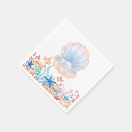 海威厳のあるの赤ちゃんシャワーの下の真珠 スタンダードカクテルナプキン (角)