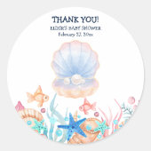 海威厳のあるの赤ちゃんシャワーの下の真珠 ラウンドシール (正面)