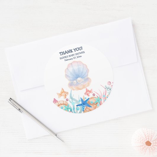 海威厳のあるの赤ちゃんシャワーの下の真珠 ラウンドシール (封筒)