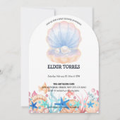 海威厳のあるの赤ちゃんシャワーの下の真珠 招待状 (正面)