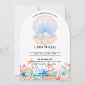 海威厳のあるの赤ちゃんシャワーの下の真珠 招待状 (正面)