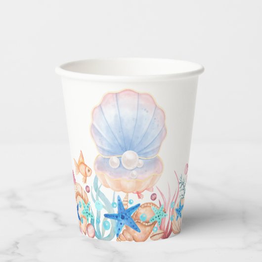 海威厳のあるの赤ちゃんシャワーの下の真珠 紙コップ (正面)
