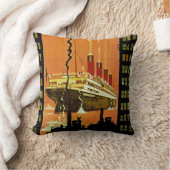 海定期船の出発 クッション (ブランケット)