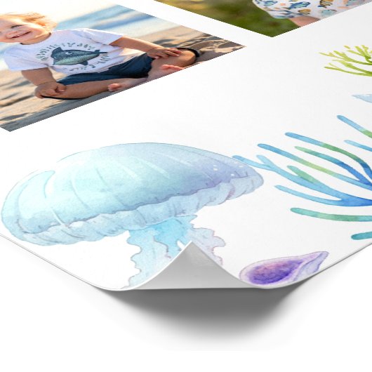 海少年の誕生日写真マイルストーン記号 ポスター (角)