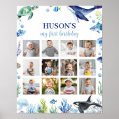 海少年の誕生日写真マイルストーン記号 ポスター (正面)