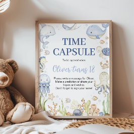 海少年誕生日時間カプセル標識 ポスター