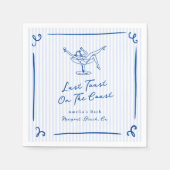 海岸お洒落でハンドドローされた青の最後のトースト スタンダードカクテルナプキン (正面)