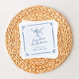 海岸お洒落でハンドドローされた青の最後のトースト スタンダードカクテルナプキン