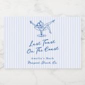 海岸お洒落でハンドドローされた青の最後のトースト スパークリングワインラベル (シングルラベル)