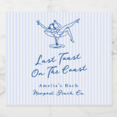 海岸お洒落でハンドドローされた青の最後のトースト スパークリングワインラベル (シングルラベル)