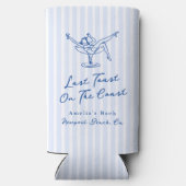 海岸お洒落でハンドドローされた青の最後のトースト スリム缶クーラー (裏面)