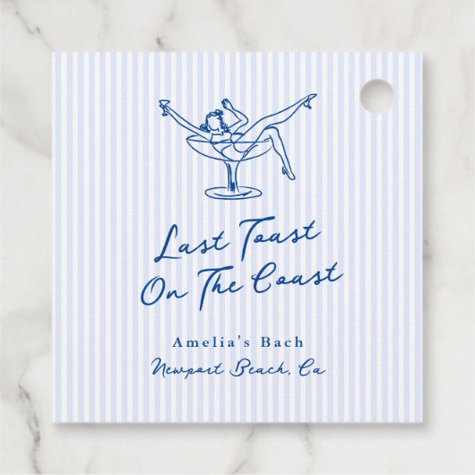 海岸お洒落でハンドドローされた青の最後のトースト フェイバータグ (裏面)