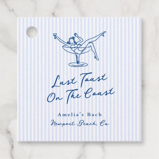 海岸お洒落でハンドドローされた青の最後のトースト フェイバータグ (正面)