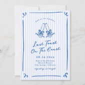 海岸お洒落でハンドドローされた青の最後のトースト 招待状 (正面)