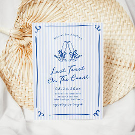 海岸お洒落でハンドドローされた青の最後のトースト 招待状
