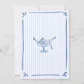 海岸お洒落でハンドドローされた青の最後のトースト 招待状 (裏面)