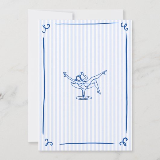 海岸お洒落でハンドドローされた青の最後のトースト 招待状 (裏面)