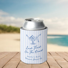 海岸お洒落でハンドドローされた青の最後のトースト 缶クーラー