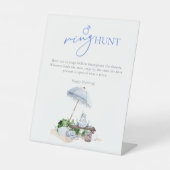 海岸でのビーチピクニック ブライダルシャワーリングハントゲーム 台座サイン (正面)