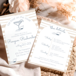海岸での最後の乾杯 ビーチでの花嫁お別れウィークエンド 招待状