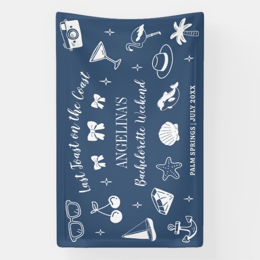 海岸での最後の乾杯　ビーチでの花嫁の最後の独身パーティー 横断幕 (縦)