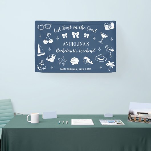 海岸での最後の乾杯　ビーチでの花嫁の最後の独身パーティー 横断幕 (トレードショー)