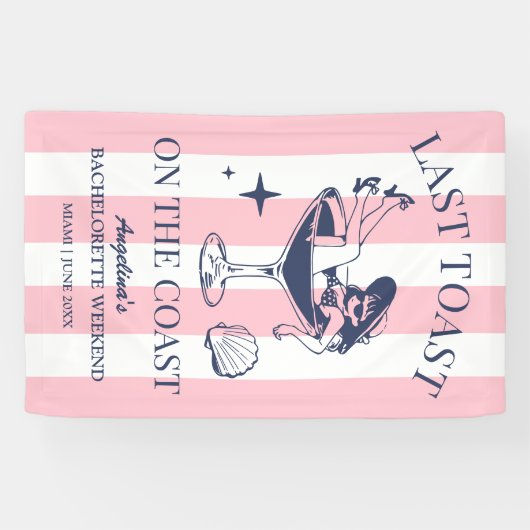 海岸での最後の乾杯　ビーチでの花嫁の最後の独身パーティー 横断幕 (横)